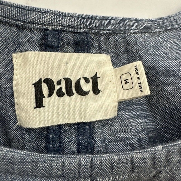 Pact Womens Shift Dress Size M Chambray Blue Short Sleeve Pocket Organic Cotton - Picture 5 of 10
